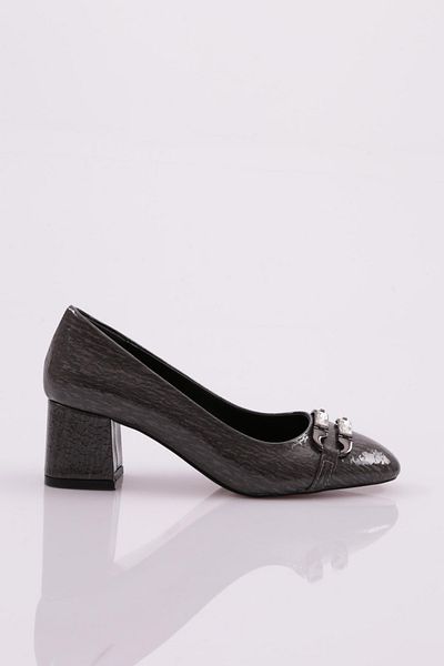 DGN Pantofi cu toc pentru femei cu model șarpe gri - 34523539