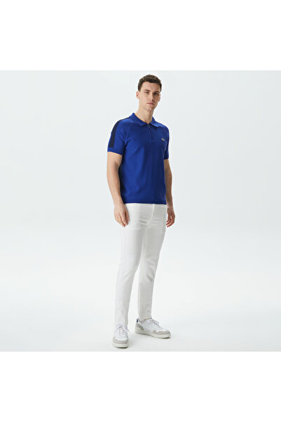 Lacoste Erkek Regular Fit Yarım Fermuarlı Renk Bloklu Mavi Triko