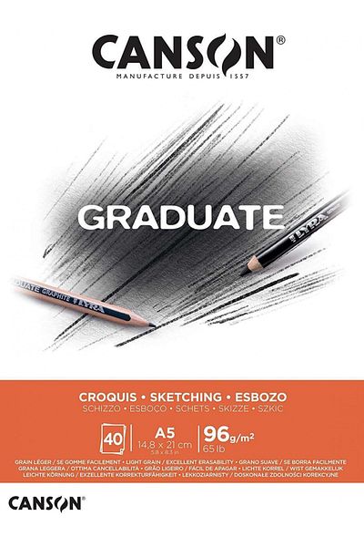 Canson لوحة التخرج Cangrad Sketch A5 96gr 40yp Block /400110361