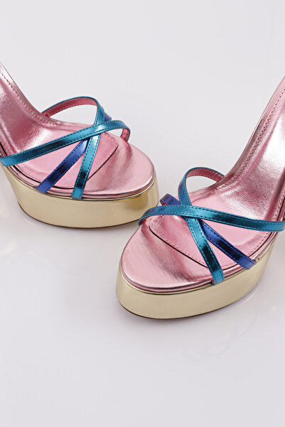 DGN Kadın Uzun Platform Topuklu Ayakkabı Pudra Multi 413236