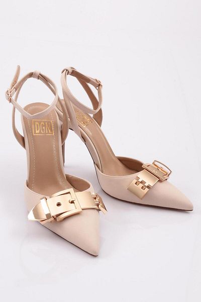 DGN 5163 Pantofi cu toc cu curele la gleznă cu cataramă