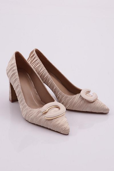 DGN Pantofi de damă cu toc înalt din satin bej 451512821