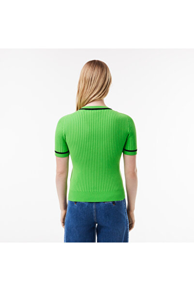 Lacoste Kadın Kısa Kollu Bisiklet Yaka Yeşil Triko