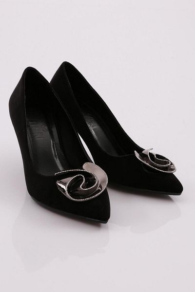 DGN 36090 Pantofi cu toc cu detaliu trandafir de damă
