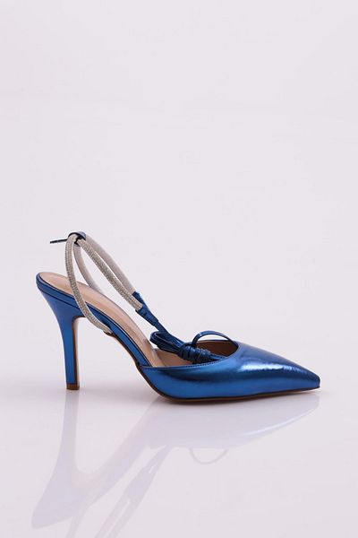 DGN Pantofi de damă cu toc cu spatele deschis Sax Metallic 711121085