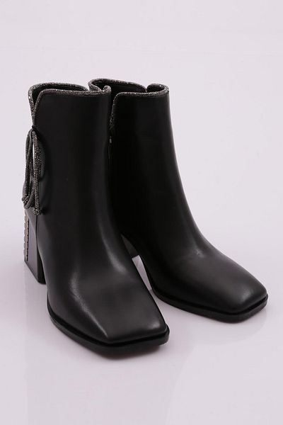 DGN Women's Black Heeled Boots - 31004 Model