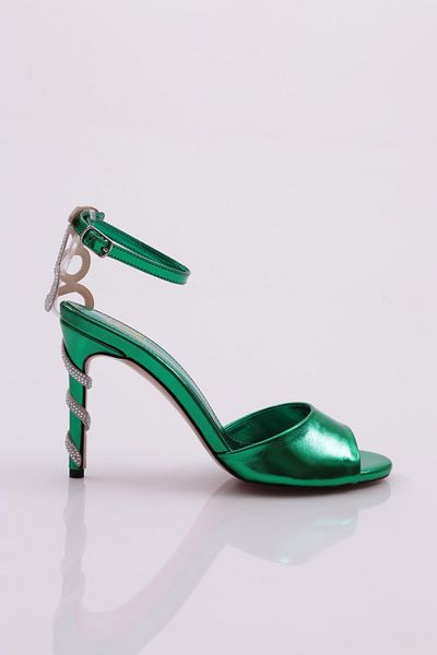 DGN Pantofi clasici cu toc de damă, verde metalic 42192859