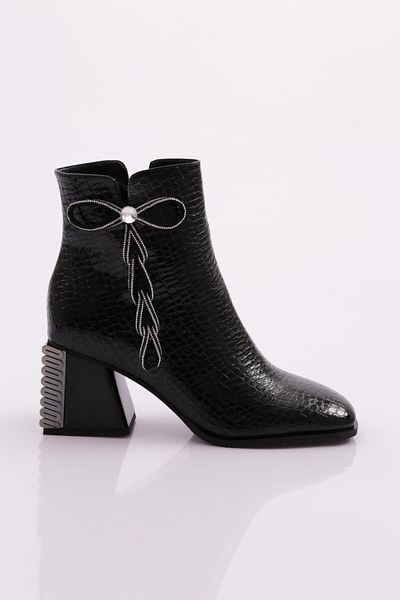 DGN Black Crocodile - 31005 Γυναικείες μπότες με τακούνι