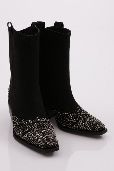 DGN Black Suede 3304 Women's Western Boots