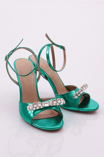 DGN Green Metallic Women's Heeled Shoes - Big Stone 21763236