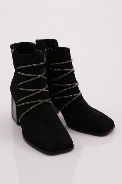 DGN Μαύρο Suede 31009 Γυναικείες μπότες με τακούνι