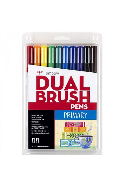 Tombow Abt Dual Brush Pen Graphic Pencils Set of 10 - Primary (Main Colors)