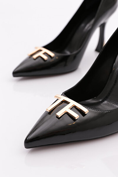 DGN Kadın Topuklu Ayakkabı Siyah Rugan 101163236