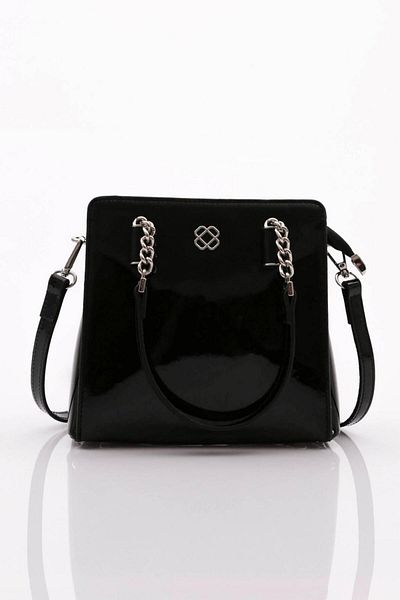 DGN Black Patent Leather Women's Chain Bag
