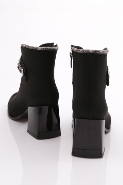 DGN Μαύρα σουέτ γυναικείες μπότες με τακούνι - 85421033