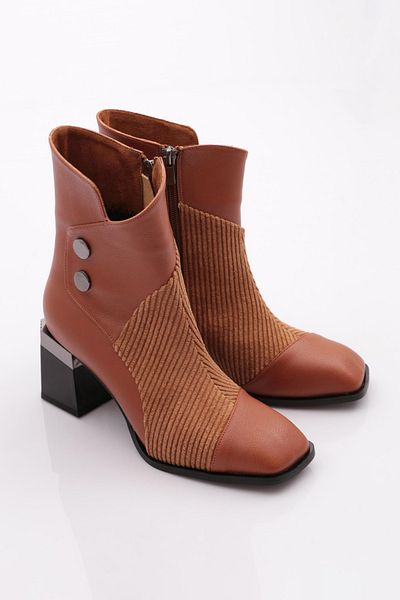 DGN Tan Velvet γυναικείες μπότες με τακούνι - 71121033