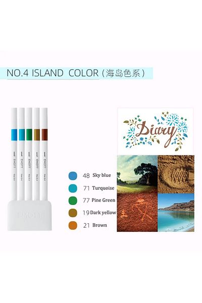 Uni Uniball Emott 0.4mm 5-Piece Acrylic Tip Drawing Pen Set - Island Colors / PEM-SY-5C-No:4