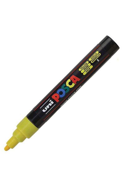 Uni Posca ملصق Uniball Posca 1.8-2.5 مم Yuvarlak Uçlu Markörü Sarı (2) / Pc5m