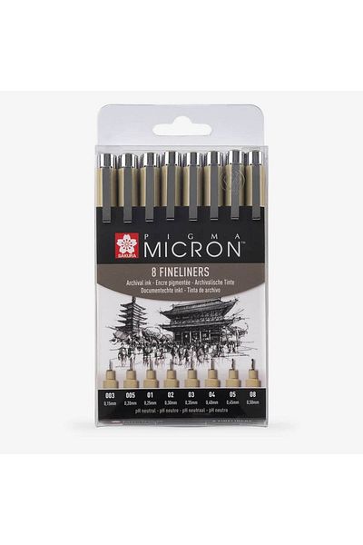 Sakura Pigma Micron 8-pack Technical Drawing Pen / Bpoxsdk8