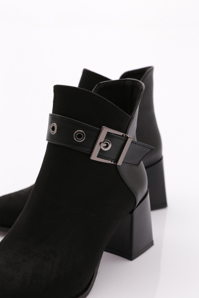 DGN Kadın Topuklu Bot Siyah Lüx Süet Siyah 82221033