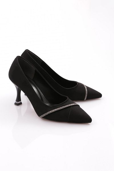 DGN Pantofi cu toc pentru femei din piele intoarsa neagra - 34953539