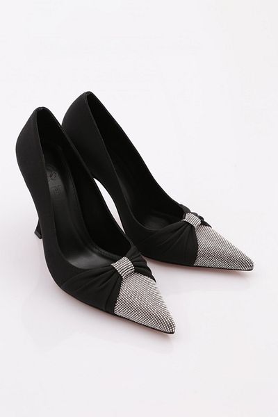 DGN Pantofi cu toc pentru femei din satin negru - 32173568