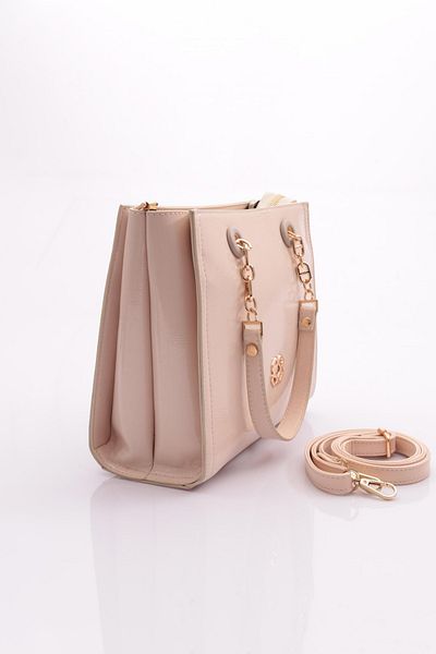 DGN Cream Colored Chain Women's Bag - Patent Leather 7653437