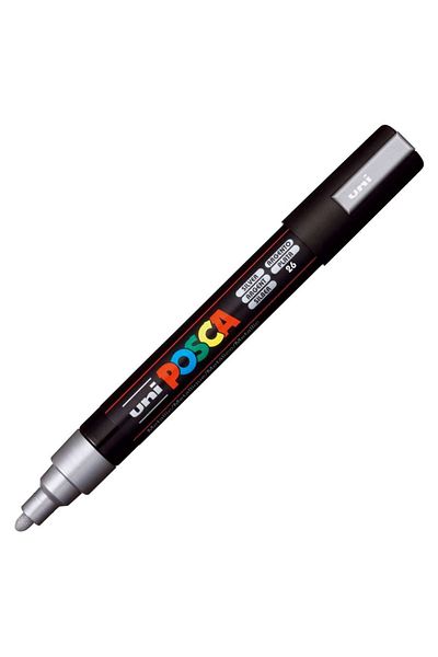 Uni 1.8-2.5mm Round Tip Ball Posca Silver Poster Marker - Pc5m