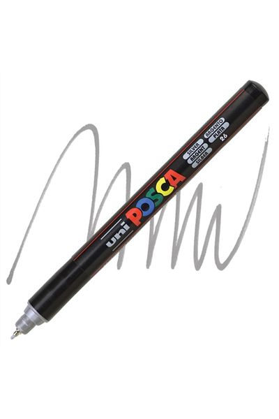 Uni Ball Posca 0.7mm Fine Poster Markörü Silver (26) / Pc1mr