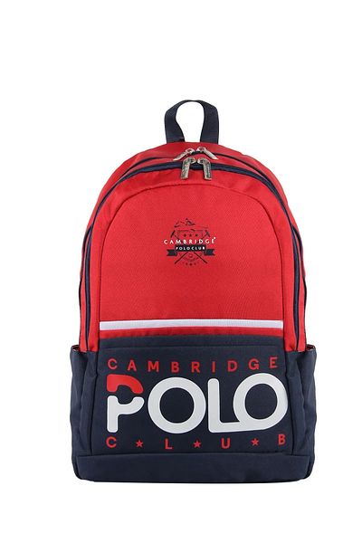 Cambridge Polo Club حقيبة ظهر مدرسية للجنسين من Preppy II - حجرة رئيسية مزدوجة، أحمر / Cpc3019.003