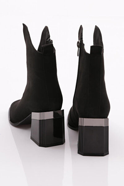 DGN Kadın Topuklu Bot Siyah Lüx Süet 71621033