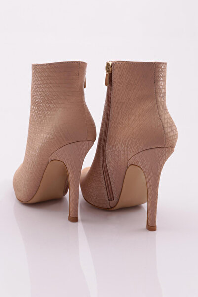 DGN Kadın Topuklu Bot Nude Baskılı 4113564