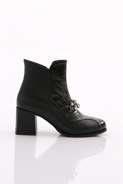 DGN Γυναικείες μπότες με τακούνι Black Crocodile 700
