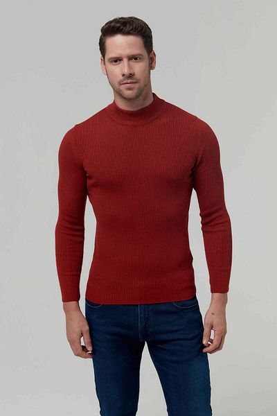 Twn Πλεκτό πουλόβερ Slim Fit Tile Rib Knit Half Fisherman Wool