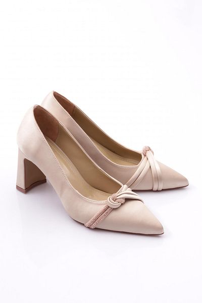 DGN Pantofi de damă cu toc înalt din satin bej 451162821