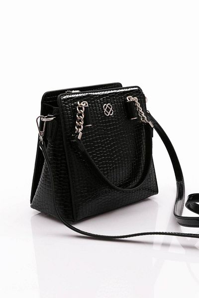 DGN Black Patent Leather Crocodile Women's Bag - with Chain 41643431