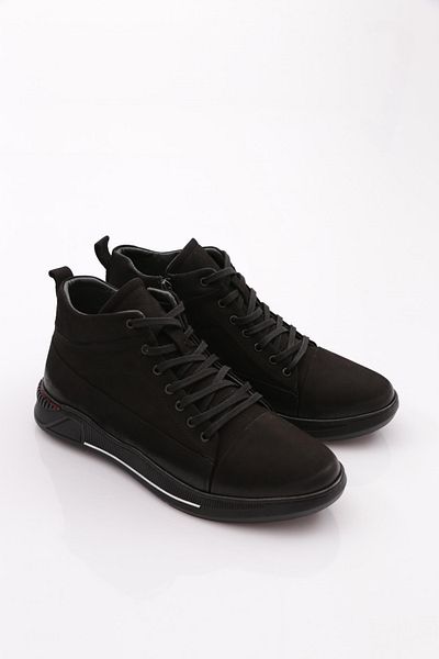 DGN Ανδρικές μπότες με κορδόνια μαύρο Nubuck Γνήσιο δέρμα 3421423210
