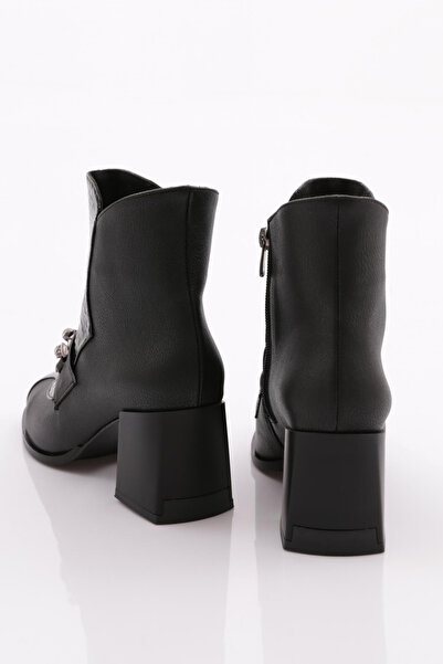 DGN Kadın Topuklu Bot Siyah Siyah Kroko 81121033