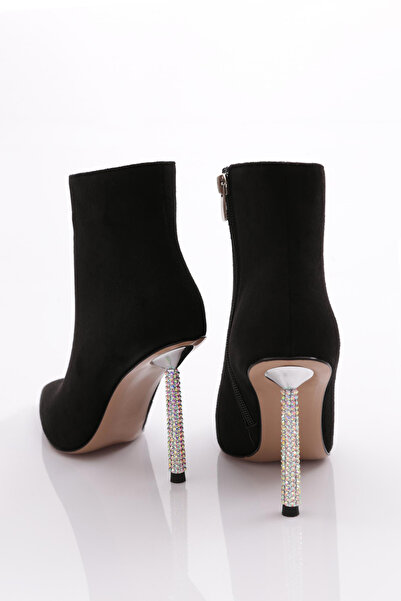 DGN Kadın Topuklu Bot Siyah Süet