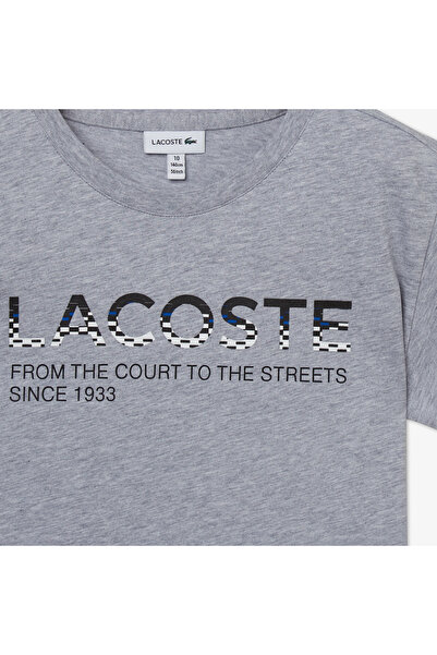 Lacoste Children's Crew Neck Printed Gray T-Shirt