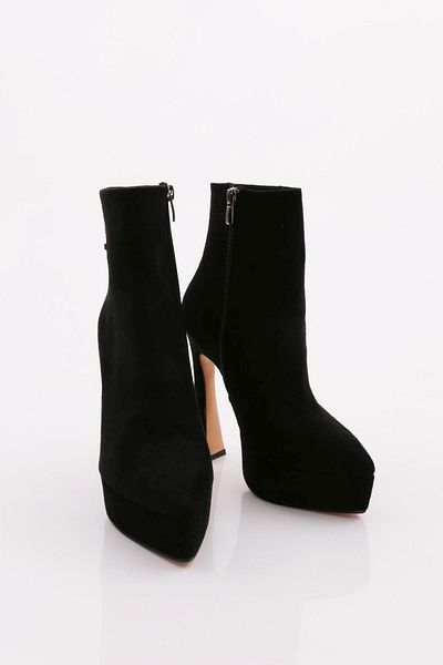 DGN Μαύρα Suede 114 Γυναικείες μπότες με μακριά τακούνια