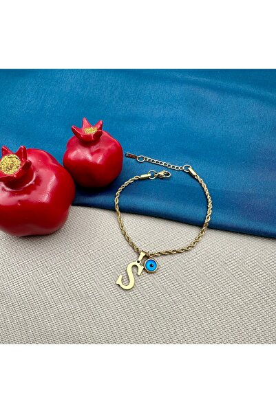 Opia Takı & Aksesuar الصلب تويست سلسلة رسالة عين الشر مطرز سوار الذهب