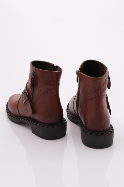 DGN Kadın Üstü Kemer Bağlamalı Bot Taba Floater Hakiki Deri 14935106