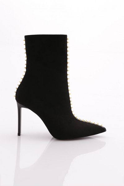DGN Black Suede Women's Heeled Boots - 62412859