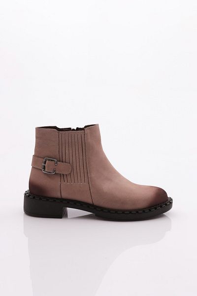 DGN Genuine Leather Women's Boots - Side Buckle, Mink Nubuck