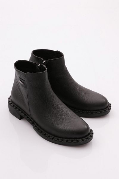 DGN Women's Buckle Classic Boots Black Floater Genuine Leather 15435106
