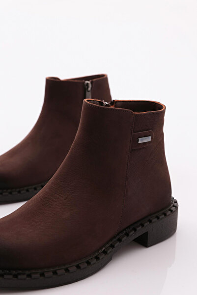 DGN Kadın Tokalı Klasik Bot Kahve Nubuk Hakiki Deri 15435106