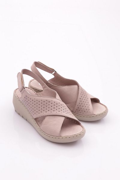 DGN Sandale de damă din piele naturală argintie cu toc gros perforat - 211135106