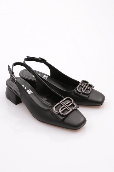 DGN Women's Open Back Heeled Shoes Black 354462621