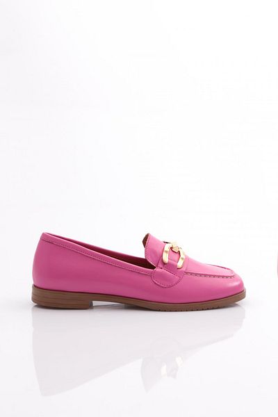 DGN Cusătură de damă cu ornamente florale Balerina din piele naturală fucsia 1732110